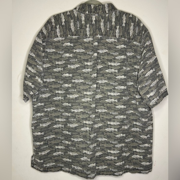 Men’s 2XL Puritan All Over Fish Salmon Trout Print Shirt.  SKU B2 - Picture 2 of 5